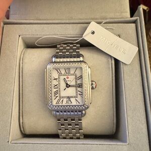 Michele Silver Timepiece with Sparkling Details